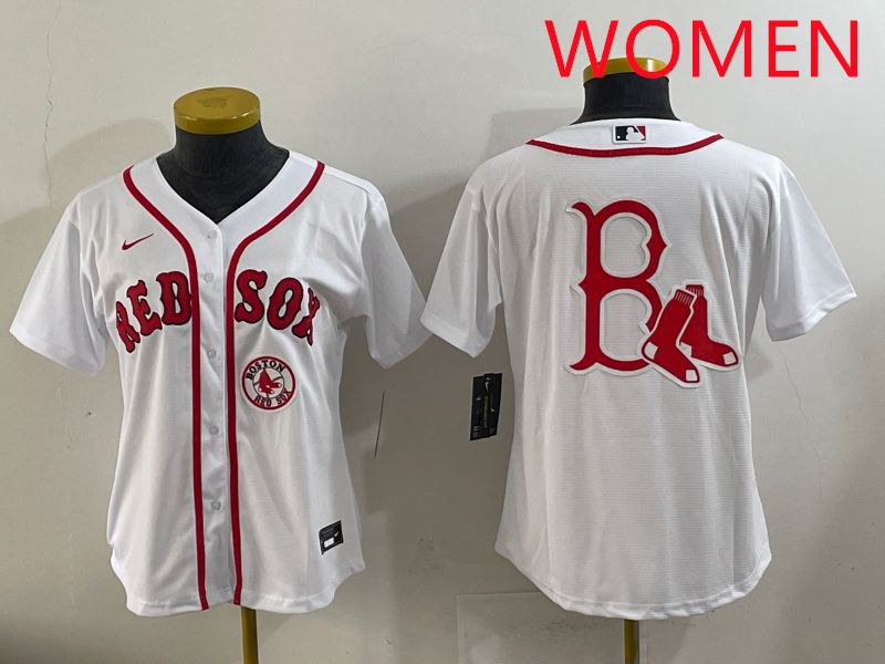 Women 2025 Boston Red Sox Blank White Game Nike MLB Jersey style 8->women mlb jersey->Women Jersey